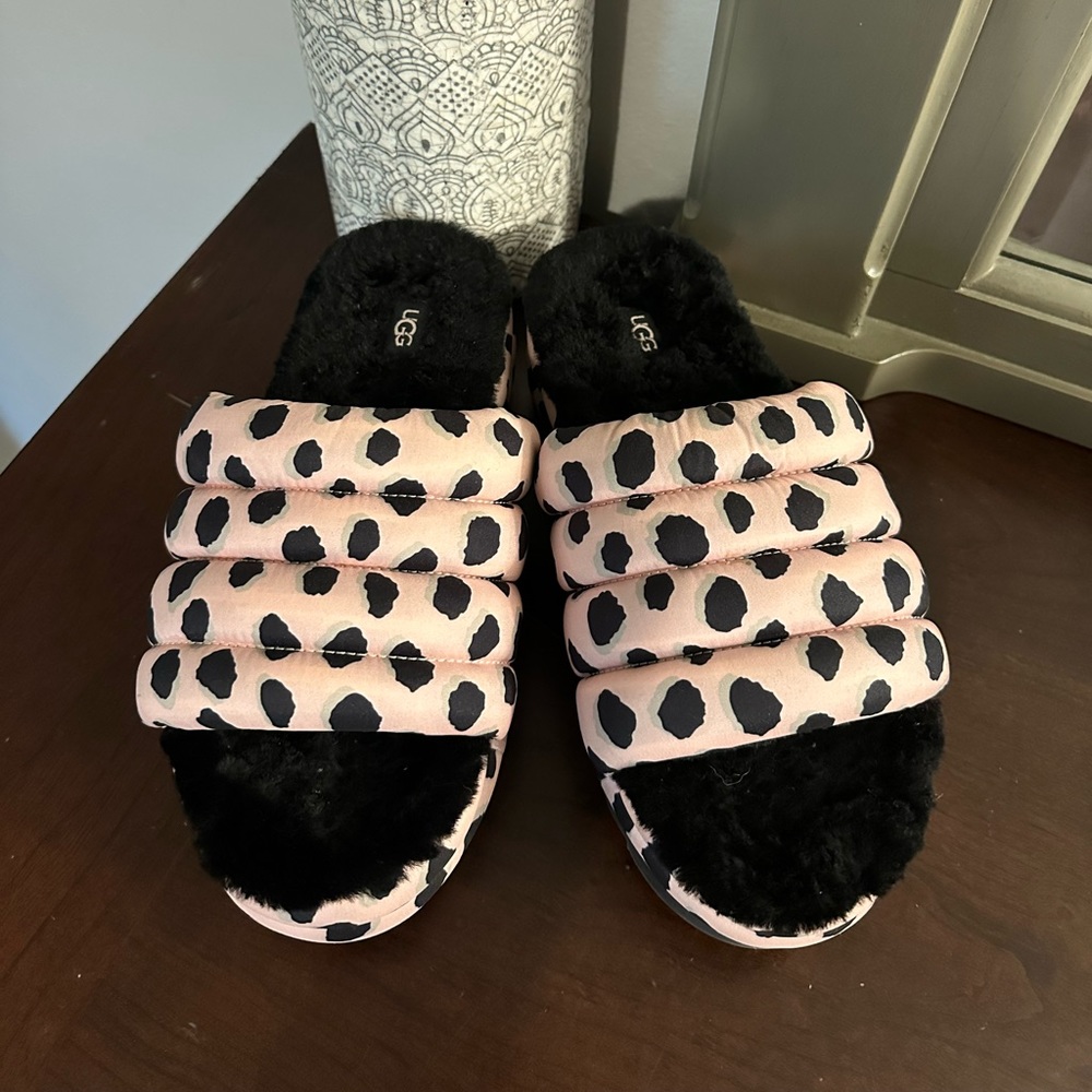 Ugg Pink Cheetah Print Platform Slides Size 8 - image 6